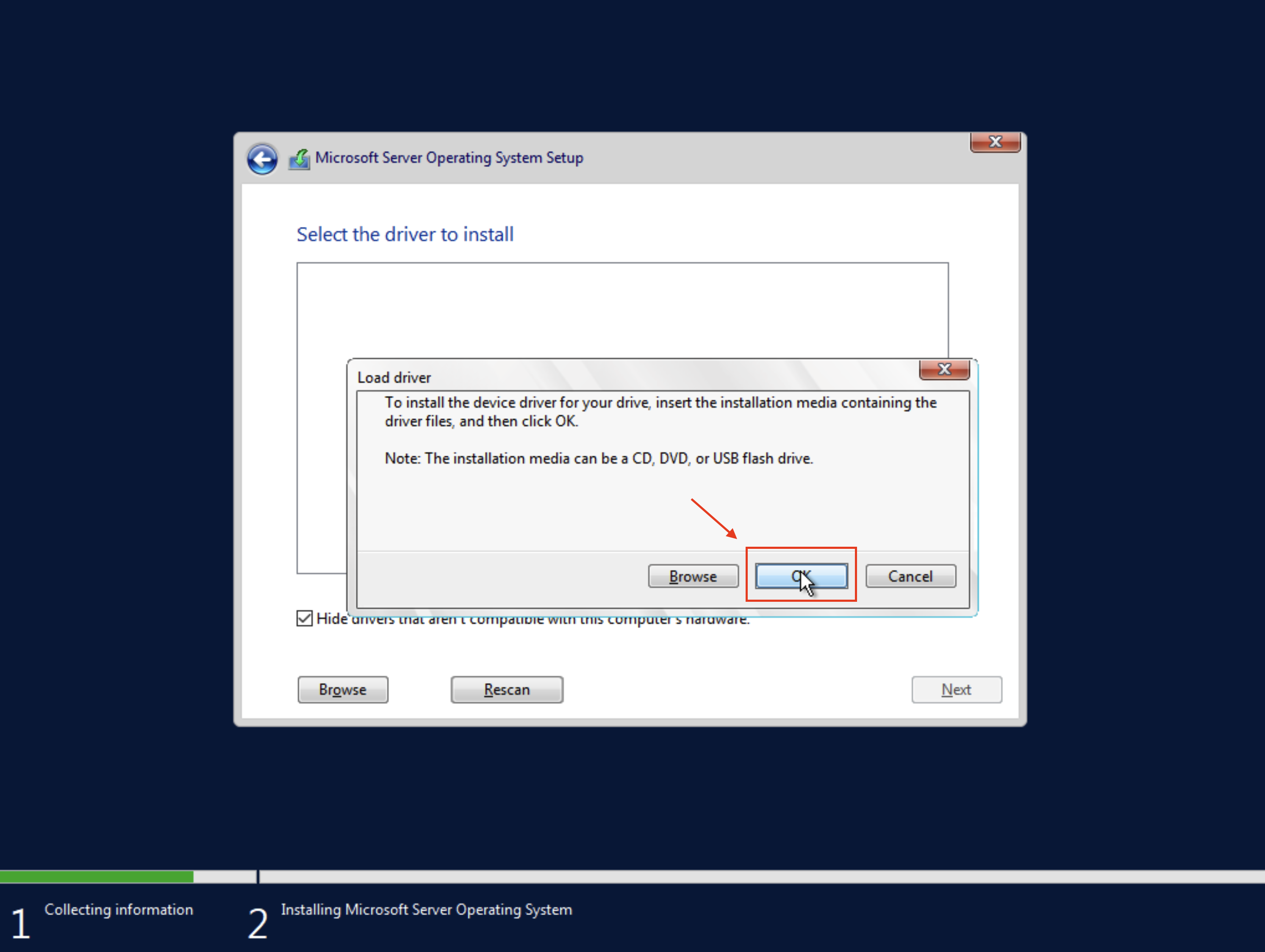 Pop-up selector on drivers page