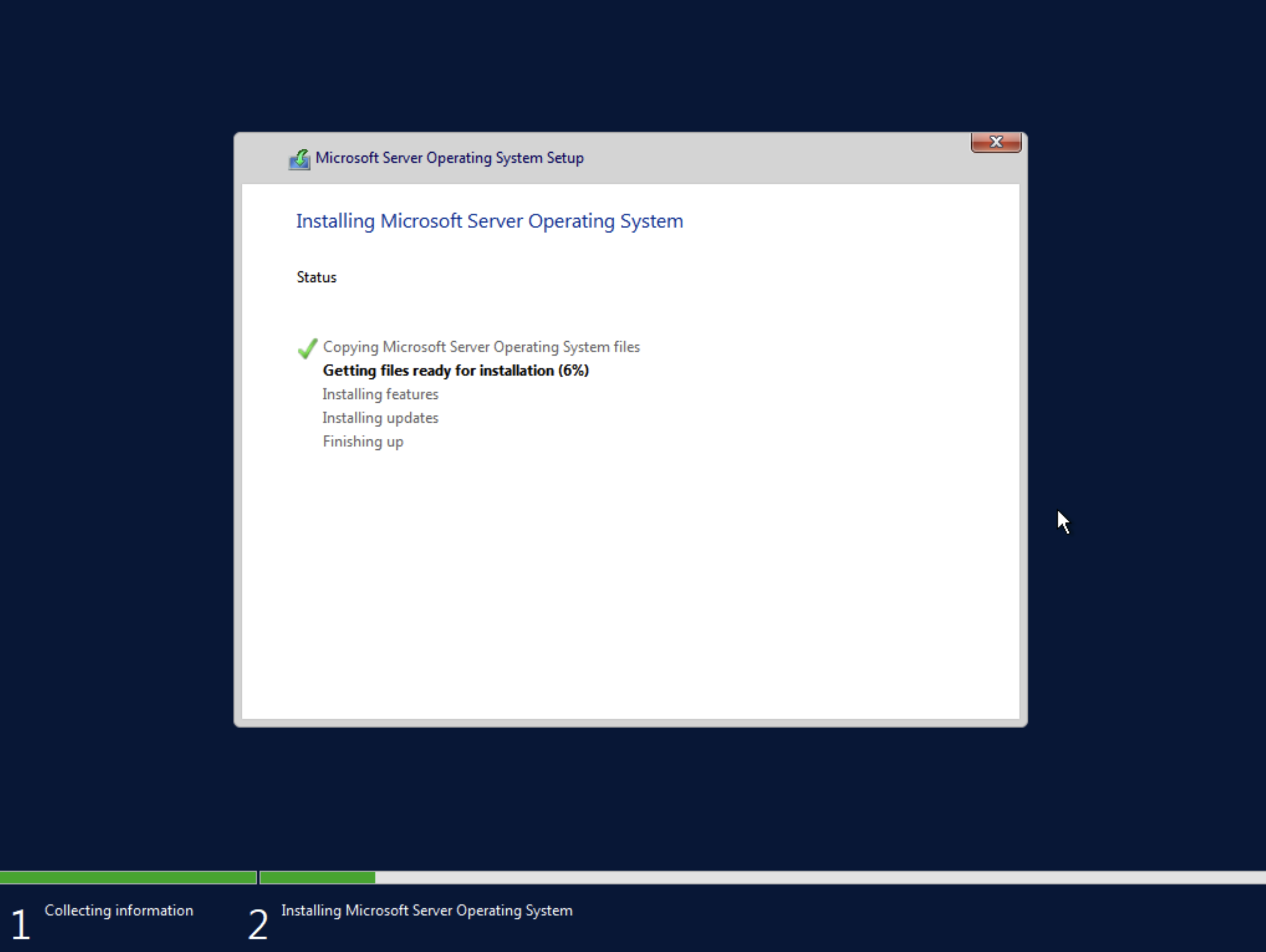 Windows installation progress