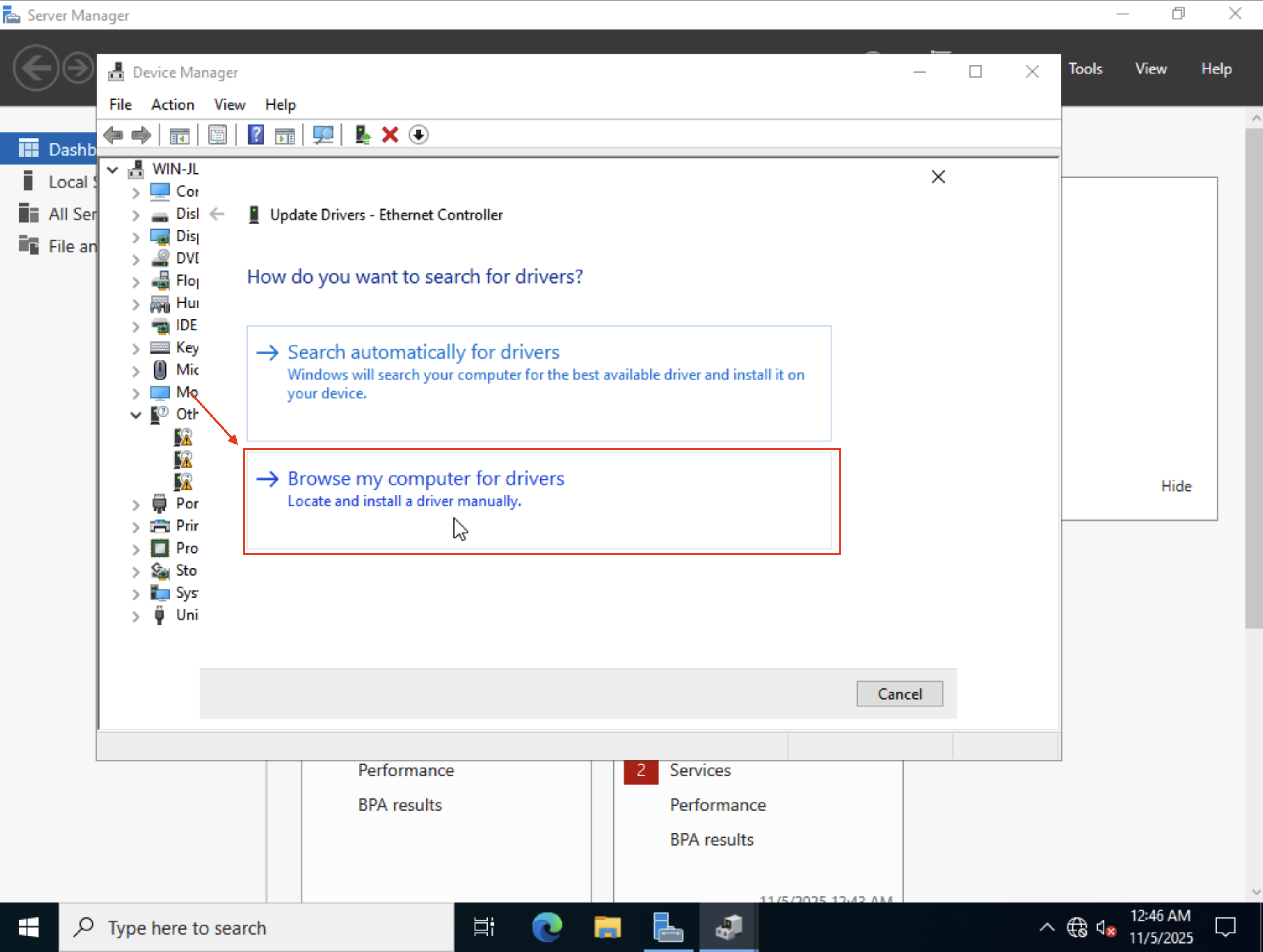 Drivers update, local browsing selection