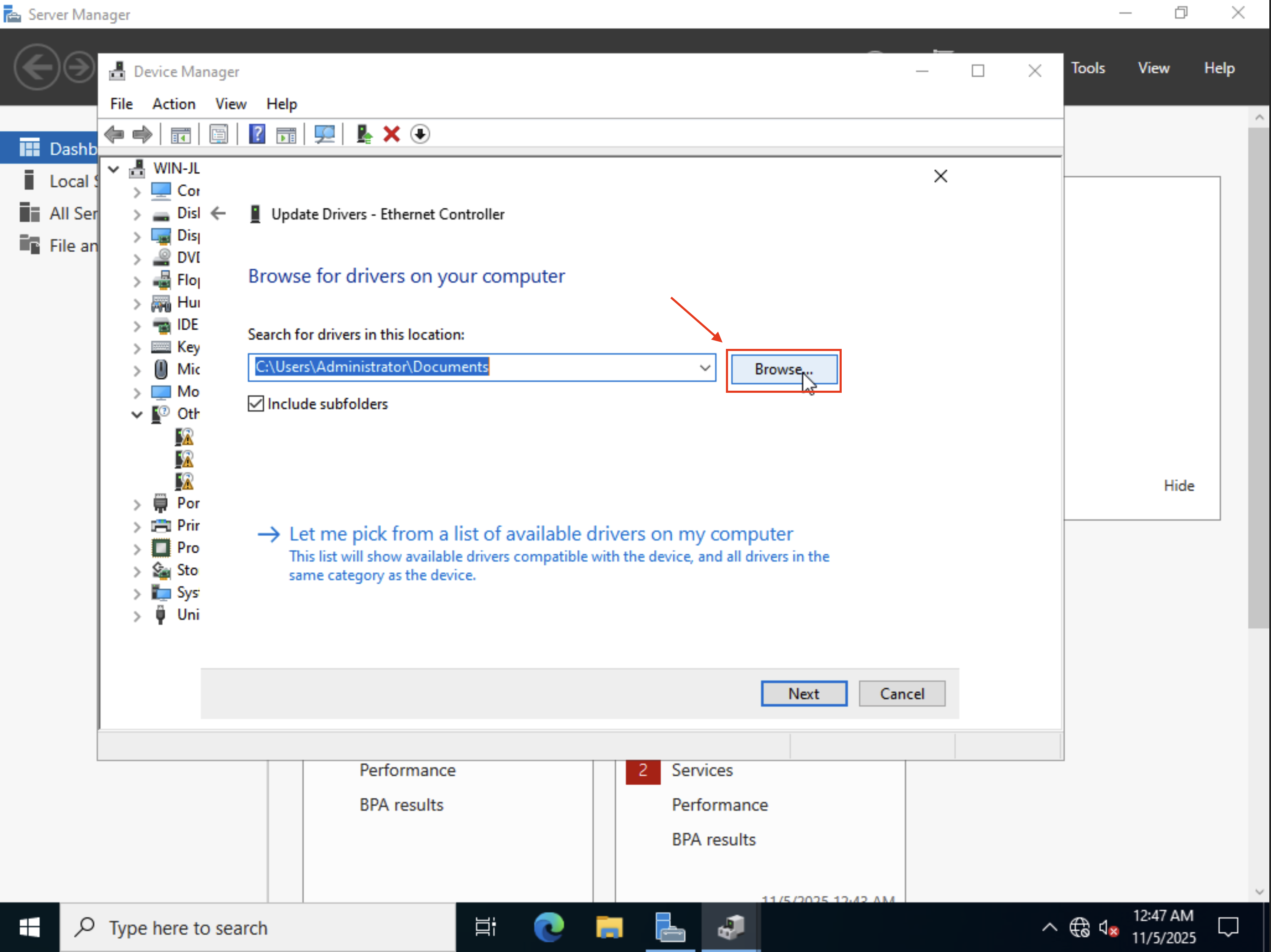 Local drivers browsing section